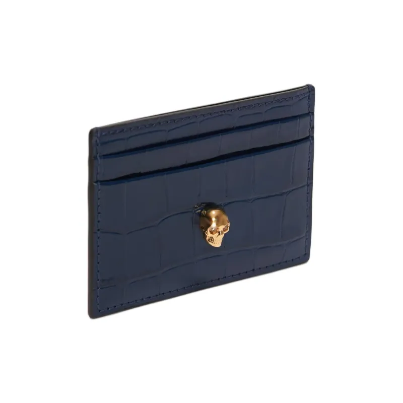 Alexander McQueen Calfskin Card Holder Women's Navy-1