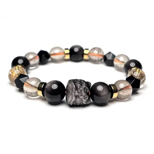 MOUNTAINS AND MANS Obsidian New Chinese Style Luxury Good Luck Beaded Bracelet Men's