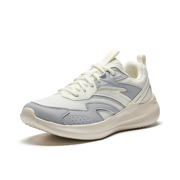 Anta Anti Slip Wear Resistant Low Top Casual Running Shoes Men's Ivory White Mudstone Mist Gray-1