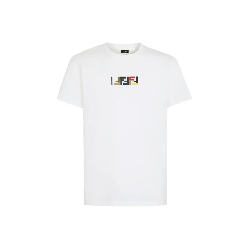 FENDI Logo Embroidered Crewneck T Shirt-0