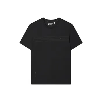 FILA Knitted Fabric Short Sleeved T Shirts Men's Jet Black