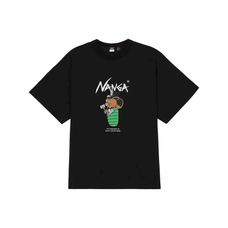 NANGA x Jerry Ukai Ferre Yarn ECO HYBRID TEE T Shirt Unisex Black-0