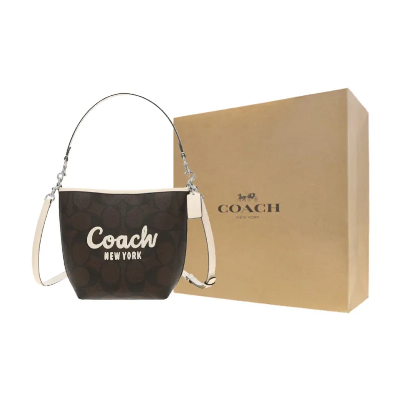 COACH City Leather Bucket Bag Handbag Women's Black-6