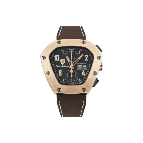 Automobili Lamborghini Wrist Watch Automatic Mechanical Movement Leather Strap 52mm Black Dial Men's Watches