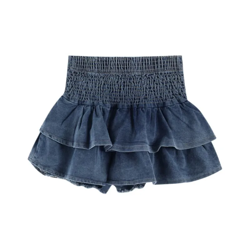 BVODE Denim Short Skirts Women's Space Blue-1