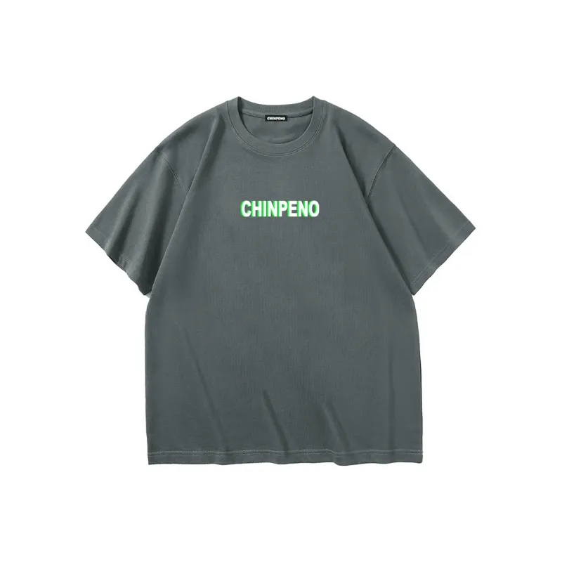 Chinpeno Brand Logo Letter American Loose Fit Drop Shoulder Crew Neck Breathable Short Sleeved T Shirt Unisex-6