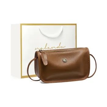 Narandu Top Grain Cow Leather Pillow Bag Crossbody Bag Shoulder Bag Small Size Women's Brown/Coffee