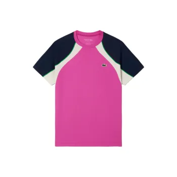 LACOSTE T Shirt Men's Pink/Marine Blue/White