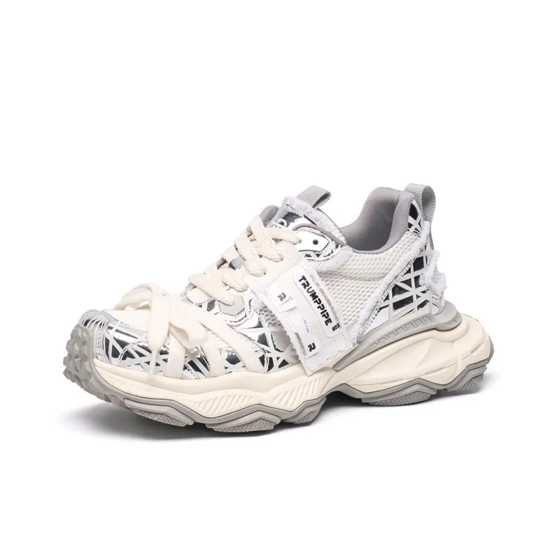 TRUMPPIPE Cushioned Height Increase Wear Resistant Lightweight Low Top Chunky Sneakers Unisex-1
