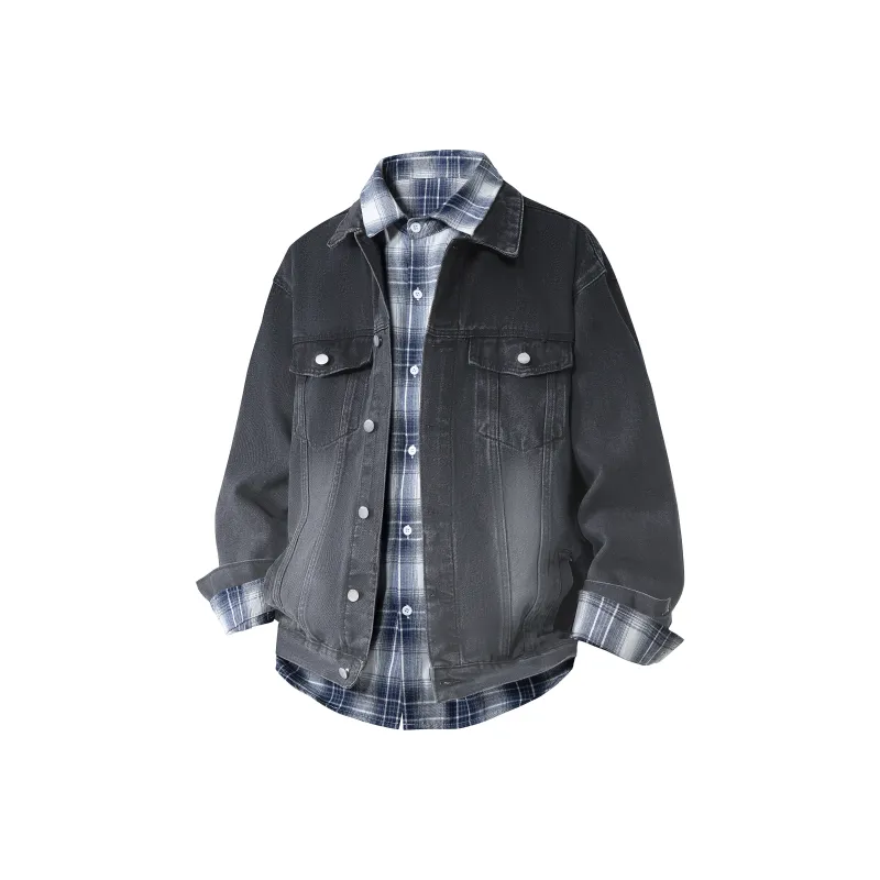 HOKLV Jacket Unisex Black Coat+Yellow Shirt-18