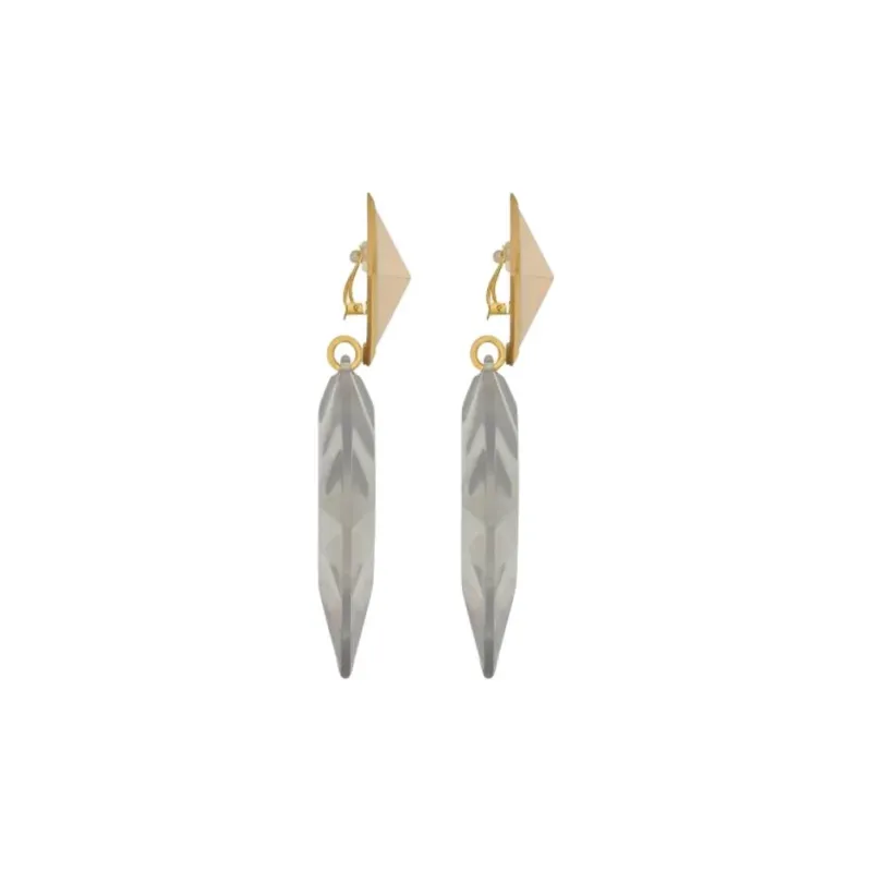 SAINT LAURENT Brass, Resin, Metal Earrings Unisex Gold-2