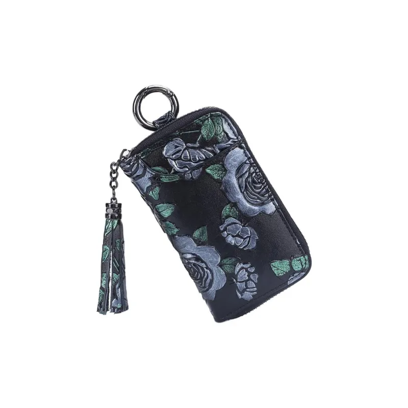 Tong Tong Rabbit Top Grain Cow Leather Key Pouch Women's Gold Rose/Silver Rose/Dragonfly Color-1