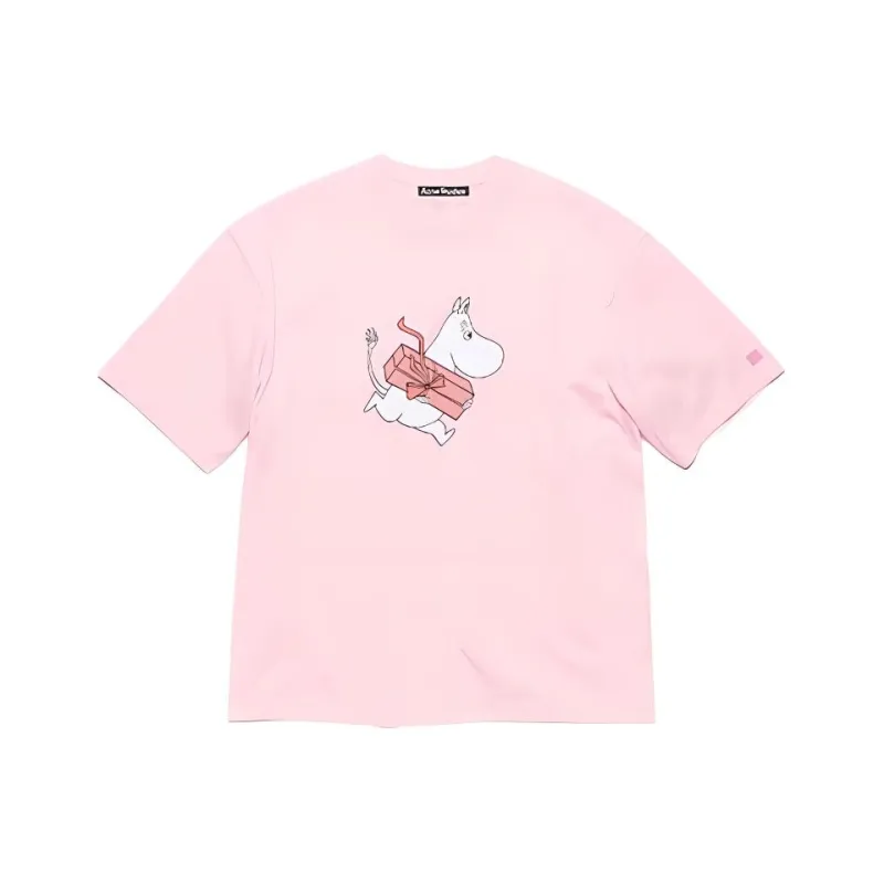 Acne Studios Moomin Collaboration T Shirts Unisex Pink-0