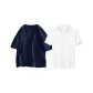 2 Pack (Dark Blue Short-Sleeved+Color Block White Polo)