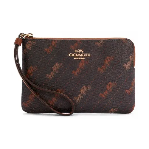 COACH Leather Mahjong Bag Clutch Coin Purse Wrist Bag Women's