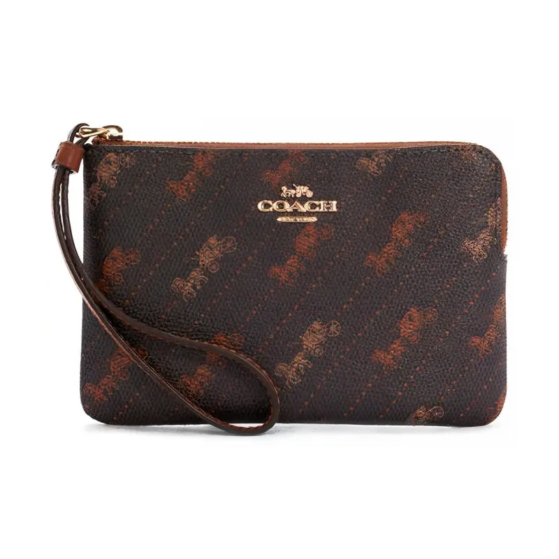 COACH Leather Mahjong Bag Clutch Coin Purse Wrist Bag Women's-0