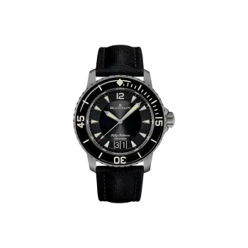 BLANCPAIN Automatic Mechanical Movement Unisex Watch 45mm Black Dial Titanium Watch Case Canvas Strap