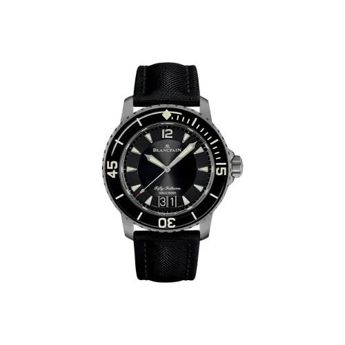 BLANCPAIN Automatic Mechanical Movement Unisex Watch 45mm Black Dial Titanium Watch Case Canvas Strap