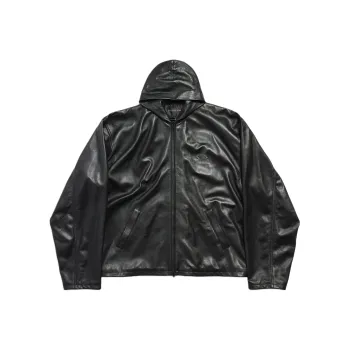 Balenciaga Leather Jacket Men's Loose Fit Black