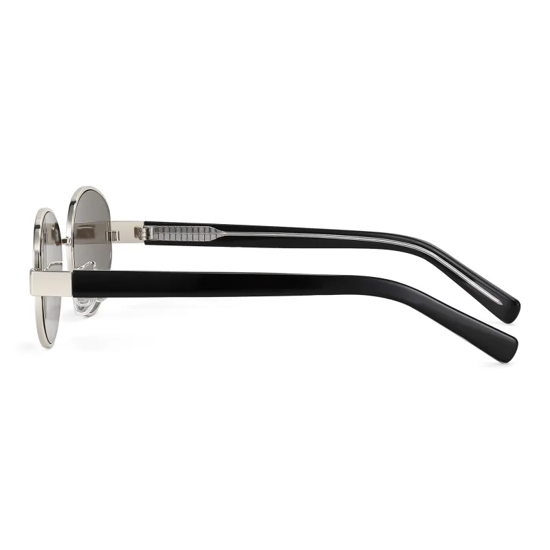 PULAIS Alloy Plate Frame Round Sunglasses Unisex-3