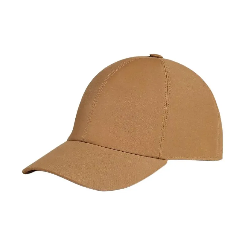 HERMES Gabardine, Linen, Cotton, Polyamide Baseball Caps Men's Camel-0