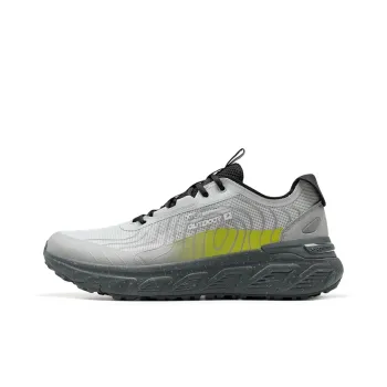 XTEP Cushioning Slip Resistant And Abrasion Resistant Low Top Trekking Shoes Men's Lunar Stone Gray Yellow Lime Green