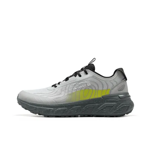 XTEP Cushioning Slip Resistant And Abrasion Resistant Low Top Trekking Shoes Men's Lunar Stone Gray Yellow Lime Green