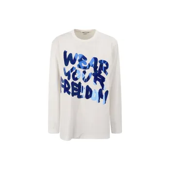 CDG T Shirt Unisex White/Royal Blue