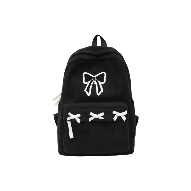 BUBM Corduroy Backpack Regular Unisex Black/White-0