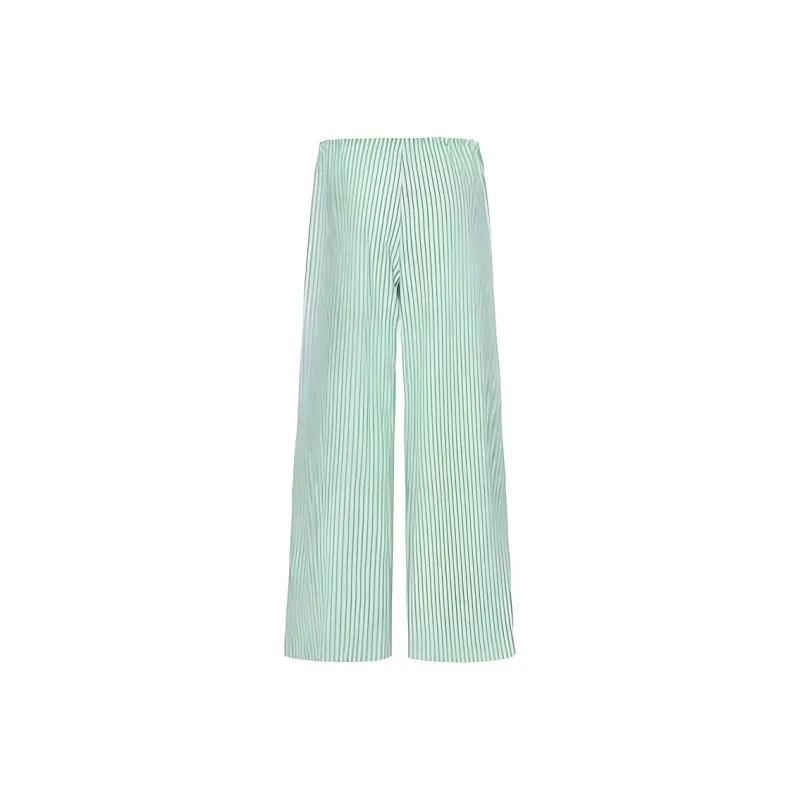 URBAN REVIVO Casual Pants Women's Green Stripes-1