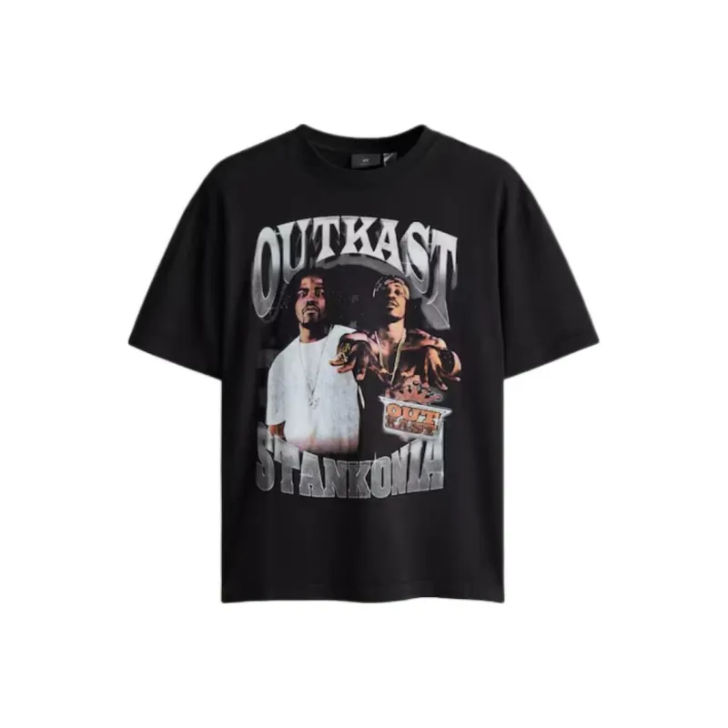 H&M T-Shirt Men's Black People/Roaming Chorus-0