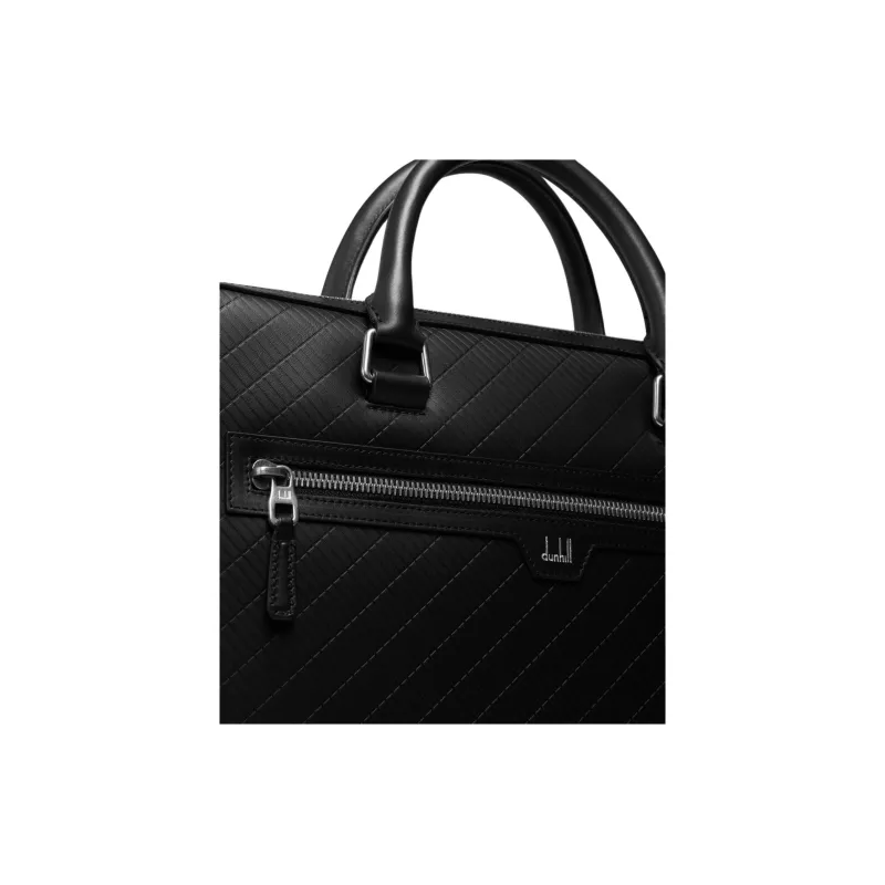 Dunhill Grained Calfskin Portable Briefcases Men's Black-3