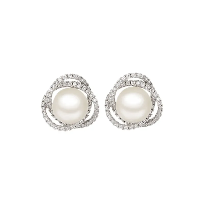Lao Feng Xiang S925 Silver Stud Earrings Women's-0