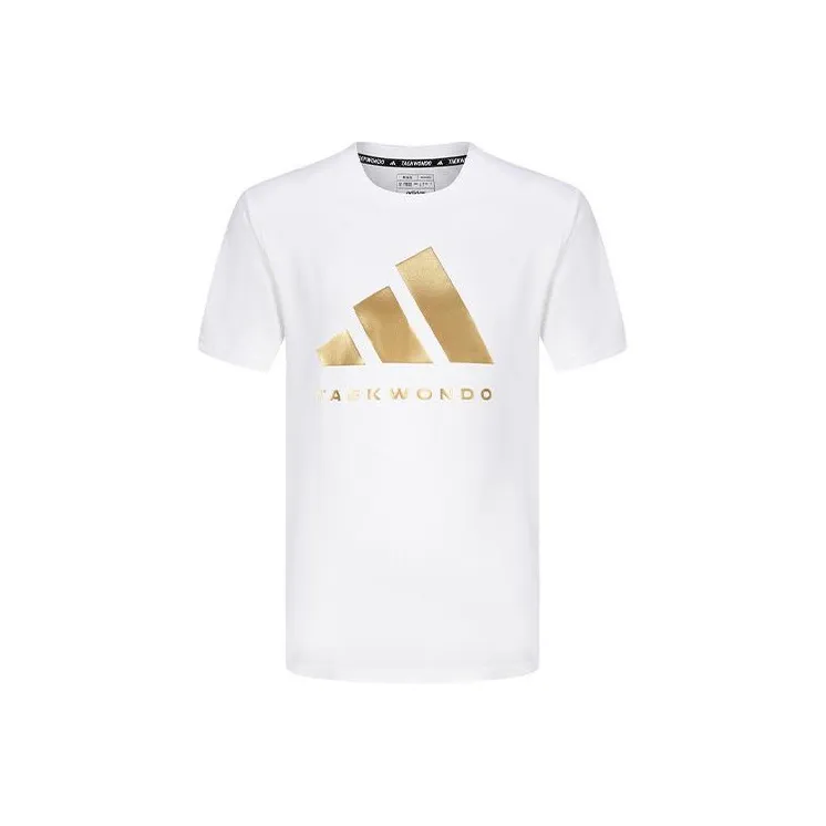 Adidas T Shirt Unisex White Gold-0