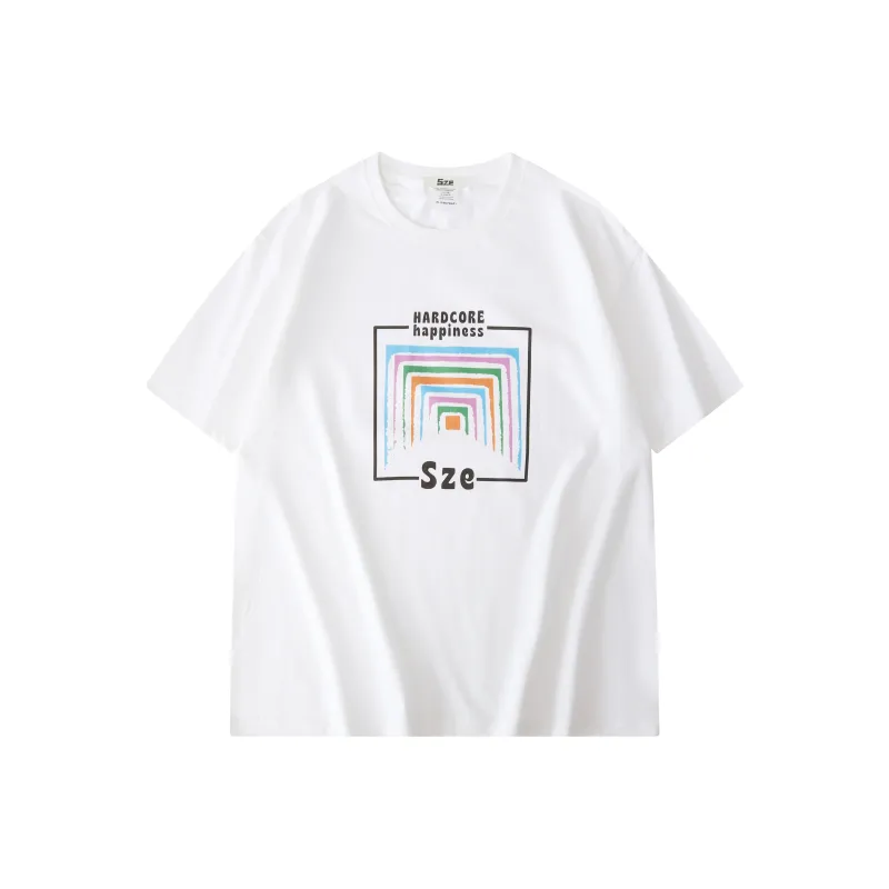Sze Drop Shoulder Sleeve Short Sleeved T Shirts Unisex White-0
