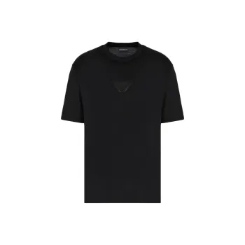 EMPORIO ARMANI Asv Clubwear T shirt In A Lyocell Blend Jersey With An Eagle Patch And Rhinestones