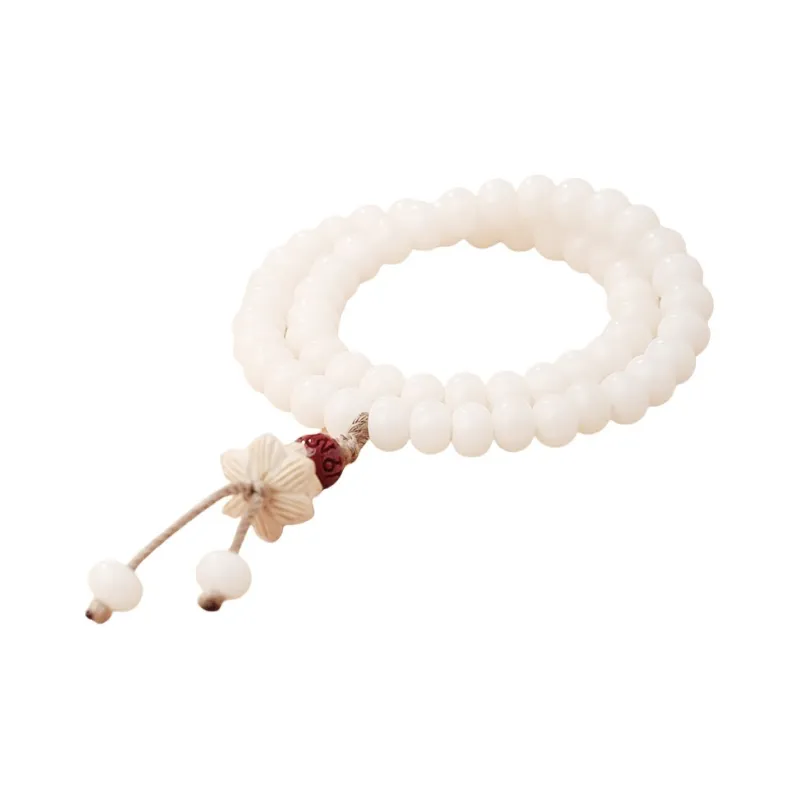 Jing Ruyu White Jade Bodhi Bead Chain Unisex-0
