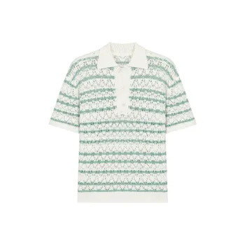 SAME FLOW Summer T Shirt Men's White Green Stripes