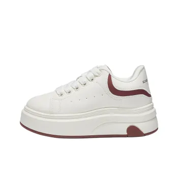 Yiya Small White Shoes Anti Slip And Wear Resistant Height Increasing Low Top Skateboard Shoes Women's Red
