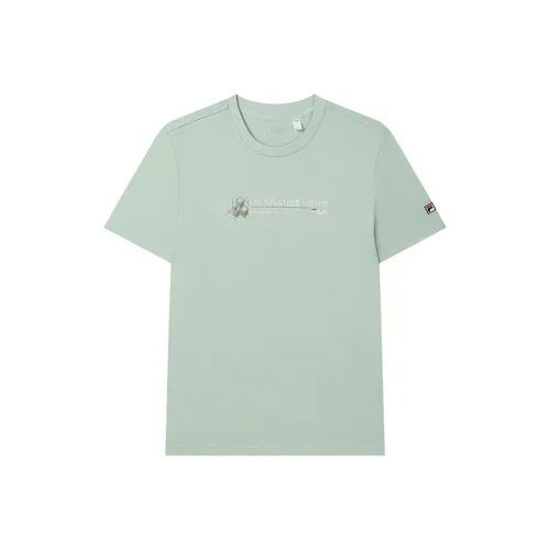 FILA Knitted Fabric Short Sleeved T Shirts Men's Pastoral Green
