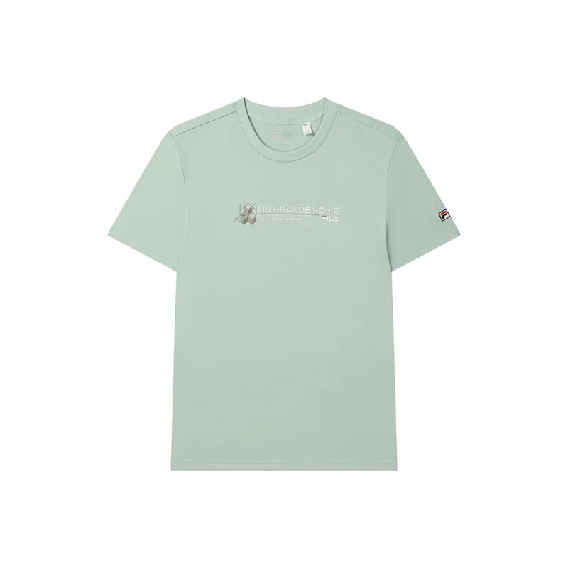 FILA Knitted Fabric Short Sleeved T Shirts Men's Pastoral Green-0