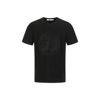 FERRE Rhinestone Totem Letter Decoration All Over Print With Subtle Texture Jacquard Short-Sleeved T-Shirt Men's