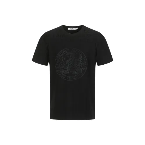 FERRE Rhinestone Totem Letter Decoration All over Print Subtle Texture Jacquard Short Sleeved T Shirt Men's