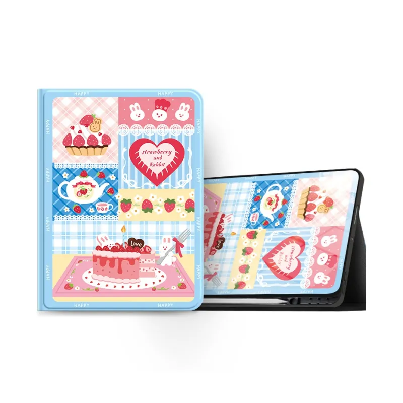 I Create My Art Silicone Material Strawberry Cake Compatibility Apple IPad Collection Tablet Protective Cases-6