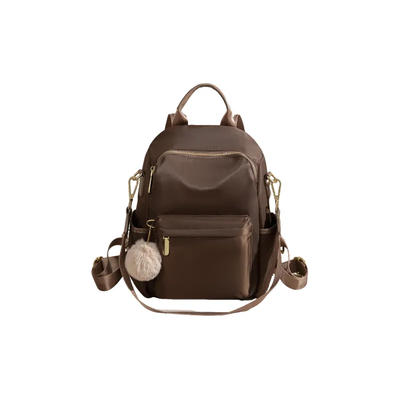 PAYOT Nylon Backpack Unisex Apricot/Coffee/Black-5
