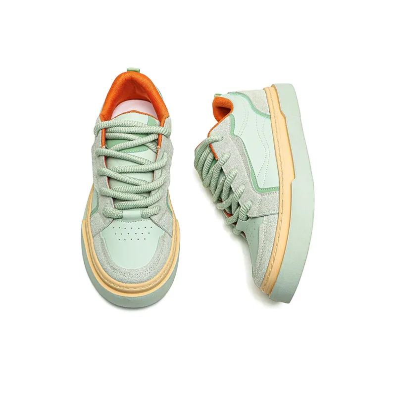 ESTEE GEEA Coverage Anti Slip Wear Resistant Lightweight Breathable Low Top Skateboard Shoes Unisex Green-2
