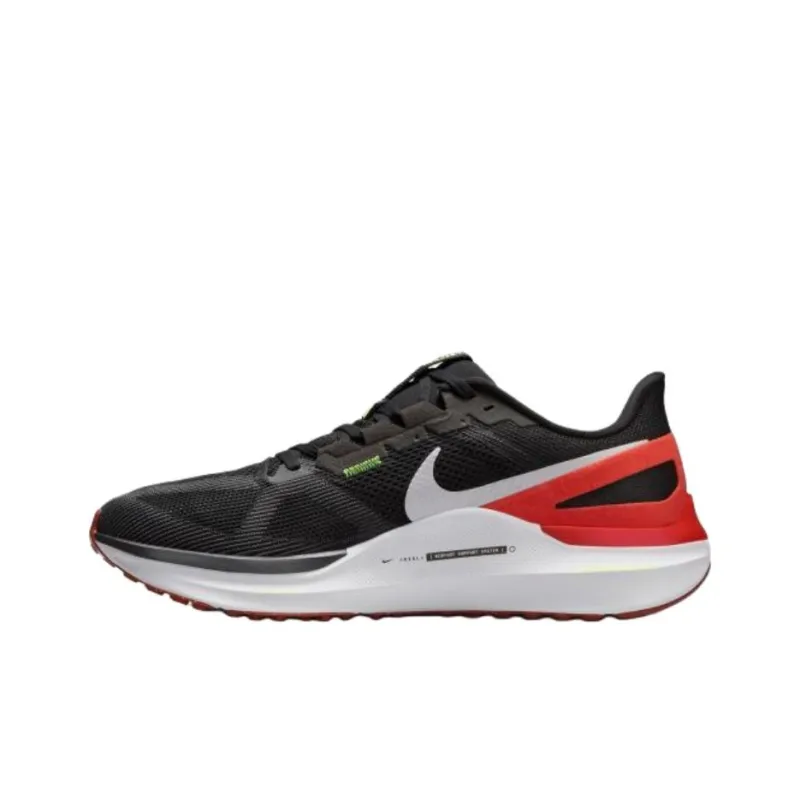 Nike Zoom Structure 25 Cushioning, Breathable, Supportive Low Top Running Shoes Men's Black Red-1