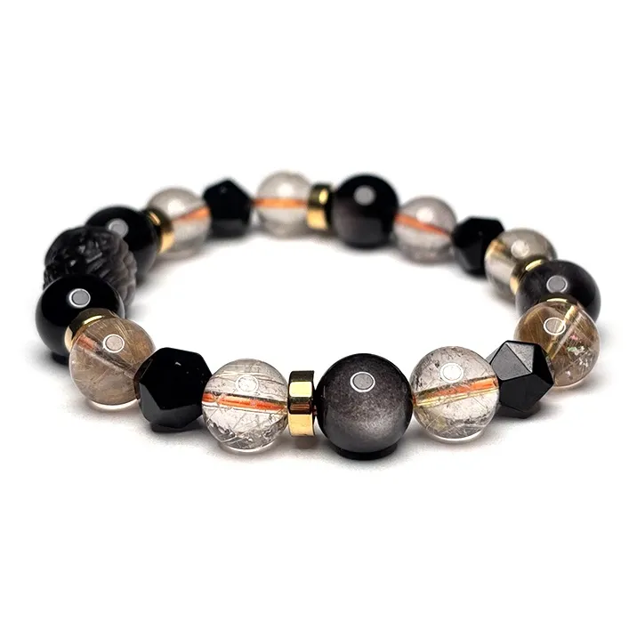 MOUNTAINS AND MANS Obsidian New Chinese Style Luxury Good Luck Beaded Bracelet Men's-3