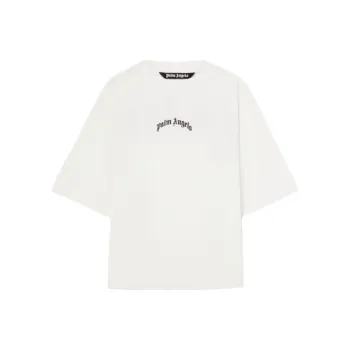 PALM ANGELS Curved Logo Crewneck T Shirt