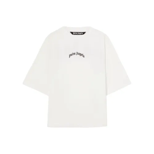 PALM ANGELS Curved Logo Crewneck T Shirt
